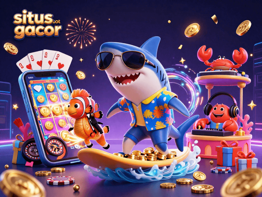 Experience situs slot gacor in a vibrant 3D scene with animated characters and thrilling casino visuals.