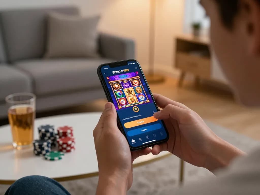 Engaging with the BERLIAN889 Login for online slots in a cozy home gaming setup