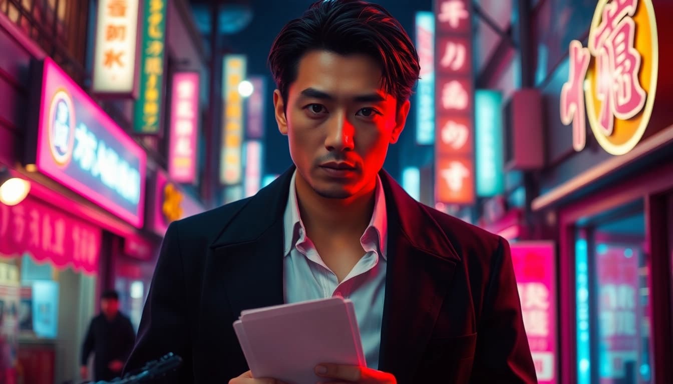 Menyaksikan film semi Jepang yang menarik dengan suasana kota yang cerah.
