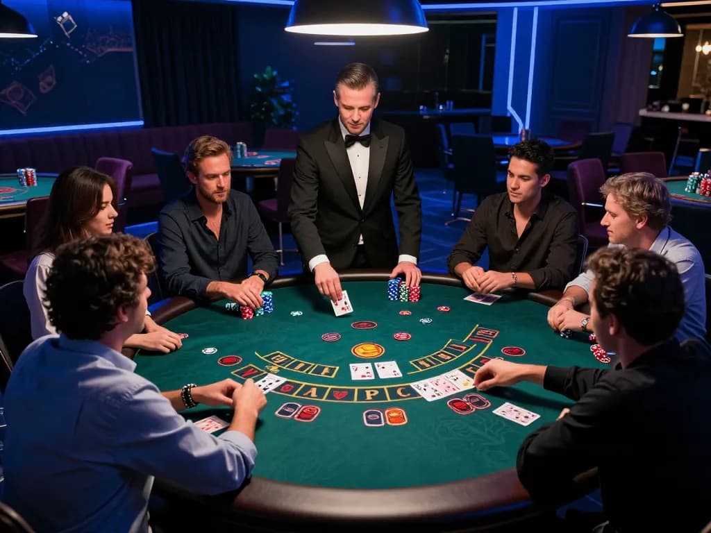 Engaged players placing bets at a blackjack table on 789bet showcasing strategic gameplay.
