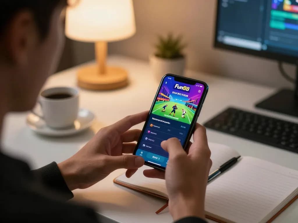 Betting on Fun88 mobile app with dynamic sports graphics during strategic gaming