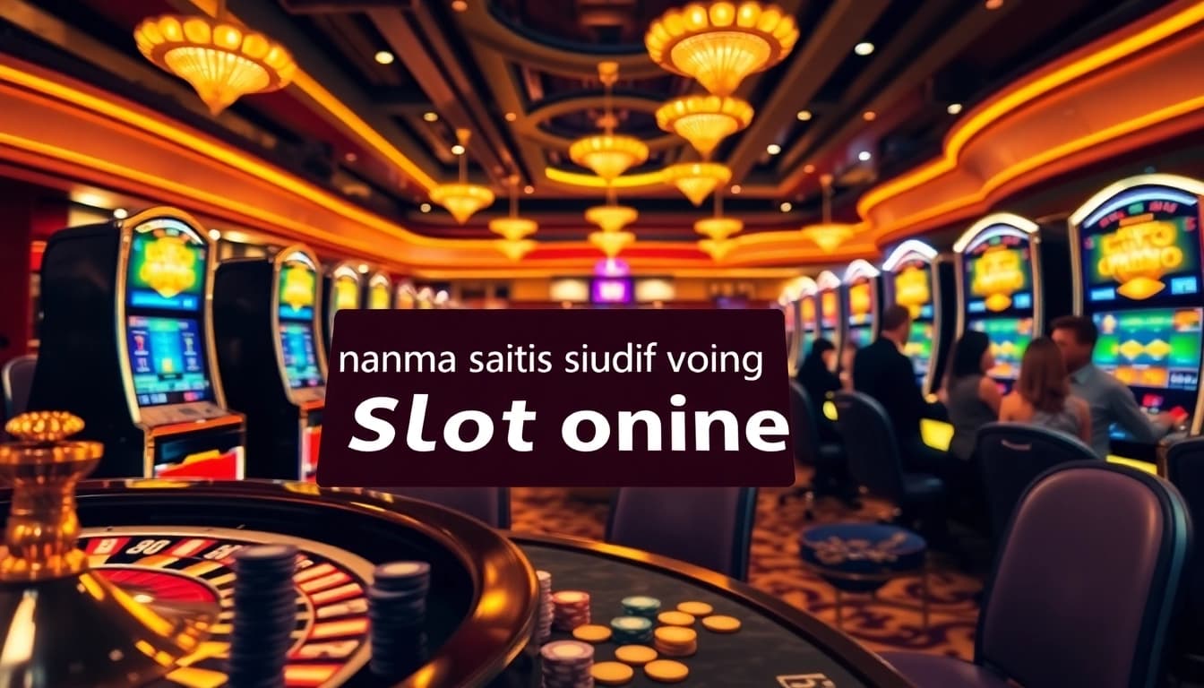Engaging scene of players enjoying slots at a casino with a focus on nama situs judi slot online for immersive gaming experience.
