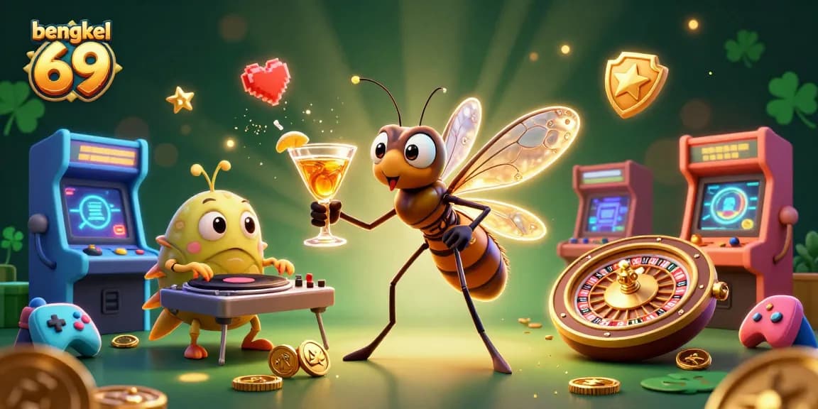 Experience thrilling games at bengkel 69 with exciting characters in a vibrant, immersive casino scene