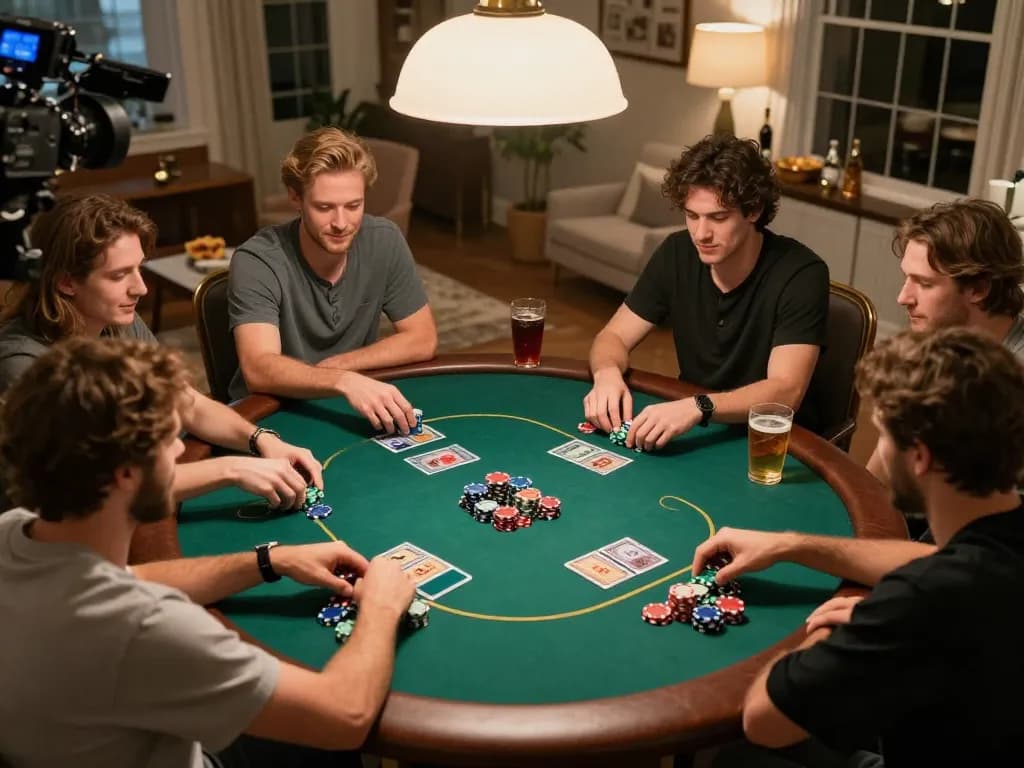 Malam poker Sepuhplay bersama teman-teman bermain Texas Hold'em, suasana dinamis strategi dan kompetisi