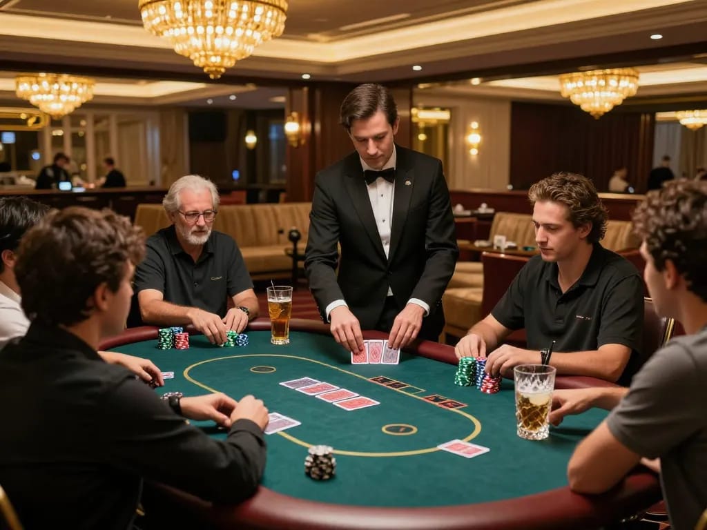 Engage in qqslot login at an exclusive poker table, high-stakes atmosphere with elite players and elegant decor.