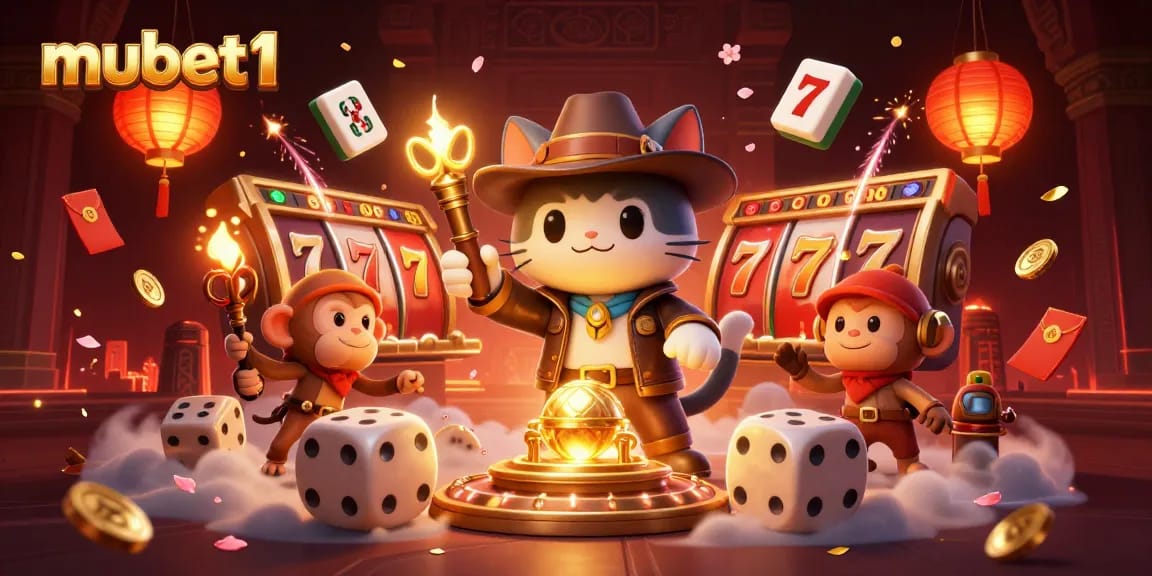 Spin the slots and win big at mubet1 with colorful casino elements and characters.