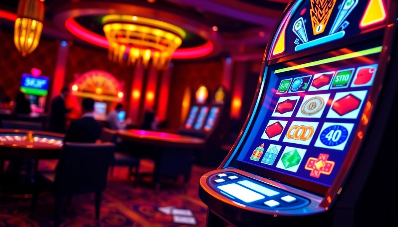 Exciting slot deposit pulsa telkomsel gaming experience with vibrant casino visuals.