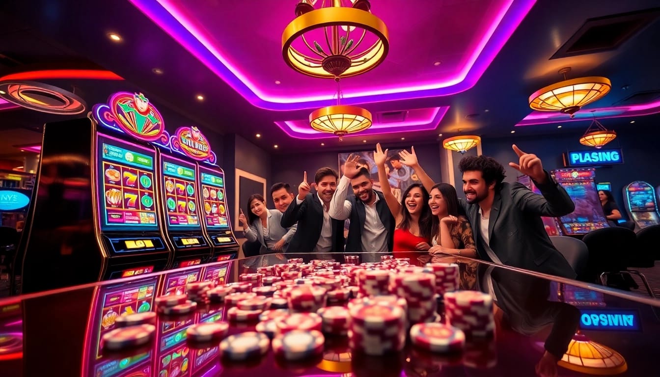 Enjoying the thrill of slot machines at https://topnohu.one/ with vibrant colors and casino vibes.