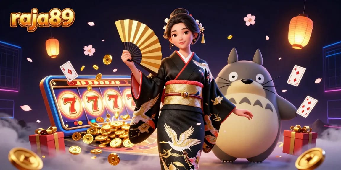 Experience thrilling wins at raja89 with vibrant slots, golden coins, and dynamic casino elements.
