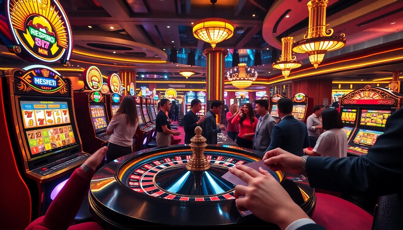Engaging players at a casino table showcasing ktpjitu alternatif slot options and vibrant slot machines.