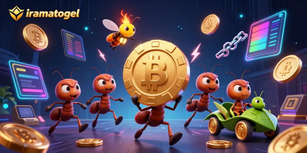 Engage in the iramatogel excitement with ants on a heist, chasing wealth through a vibrant digital tunnel.