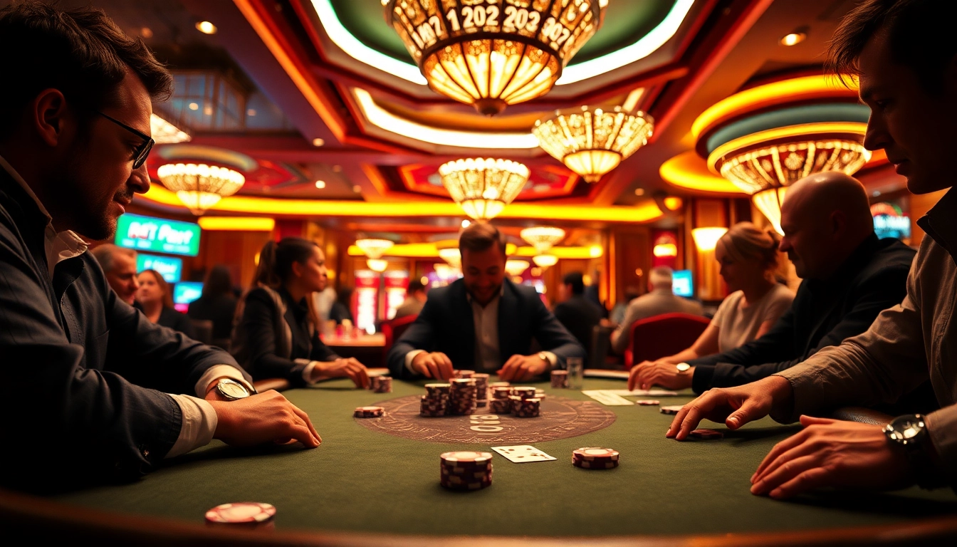 Permainan poker Miko69 yang menegangkan di kasino dengan pemain yang terlibat.