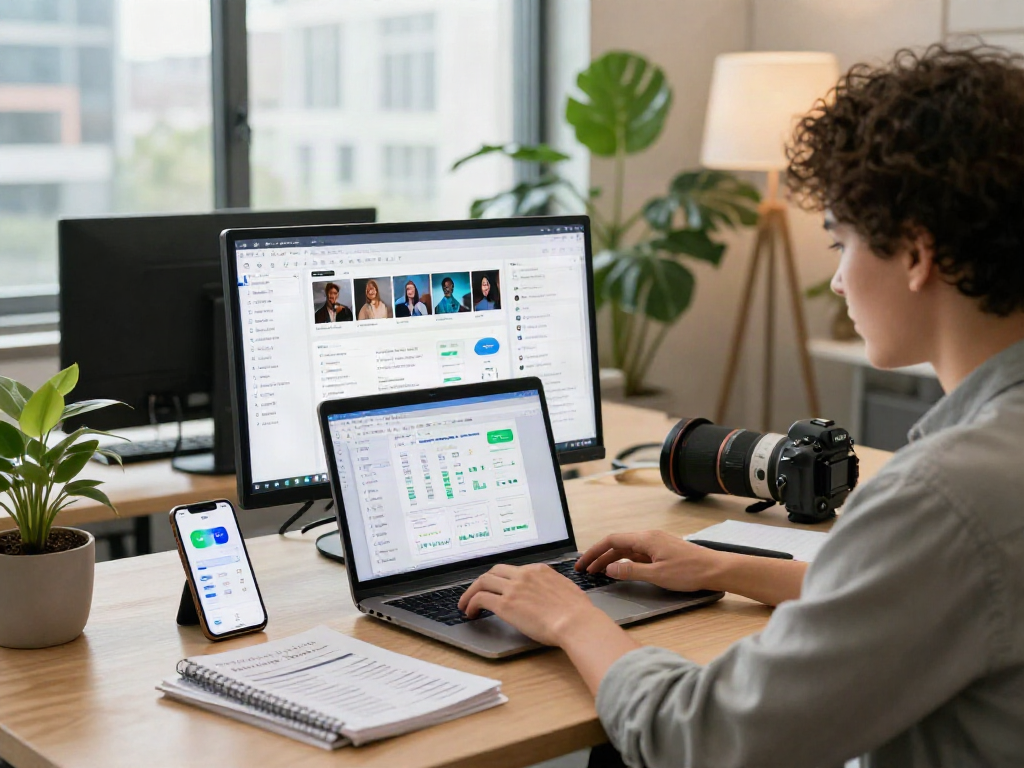 Aktivitas digital marketing dengan tampilan yumetoto link pada laptop di ruang kerja modern.