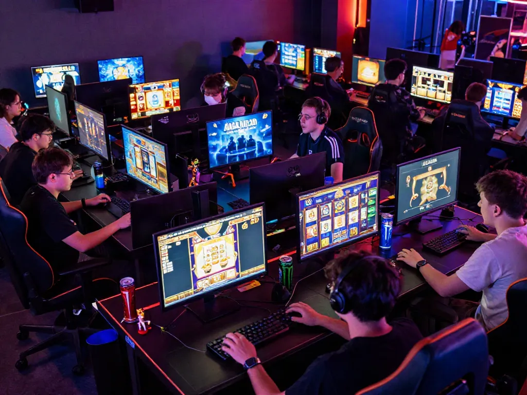 Pengalaman bermain slot online di NAGAHOKI303 dengan gamer fokus dan suasana meriah.