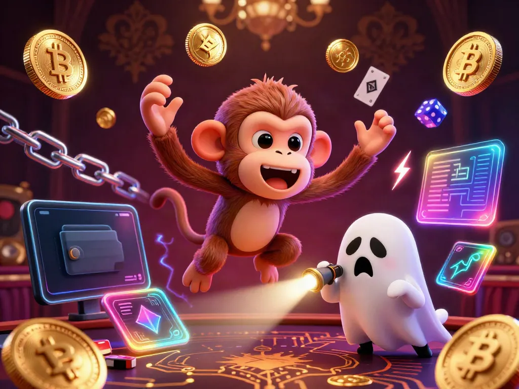 Experience the thrill at 78wim with a mischievous monkey and a curious puppy in a haunted casino.
