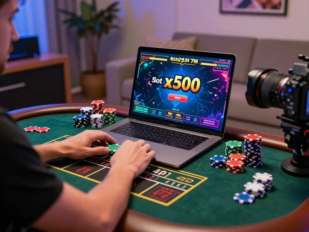 Experience the thrill of Slot x500 in an exciting home gaming setup.