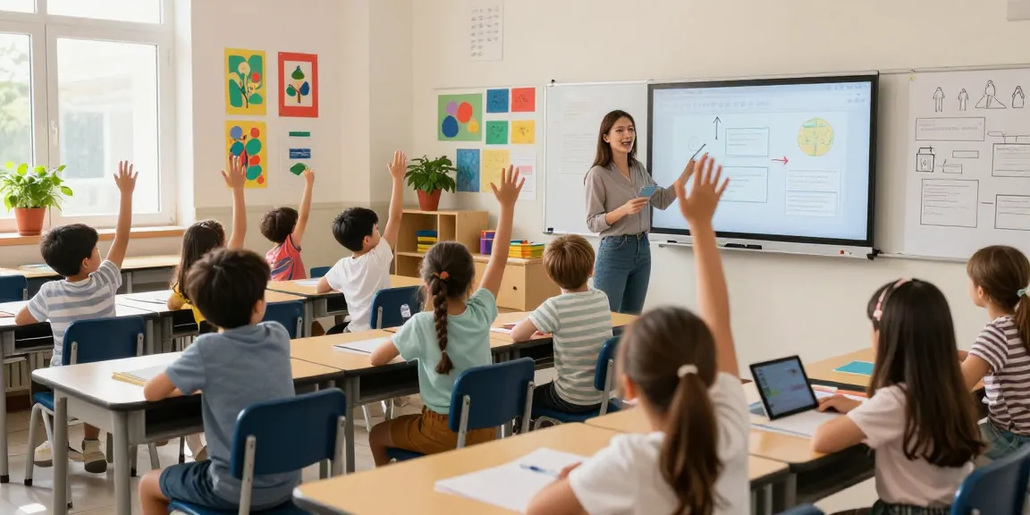 Students participating in a vibrant classroom focusing on link slots in educational content.