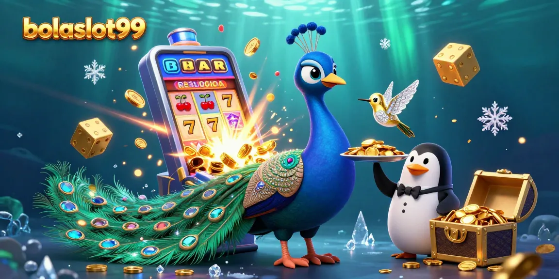 Experience thrilling wins with bolaslot99, a vibrant casino illustration full of slot excitement.