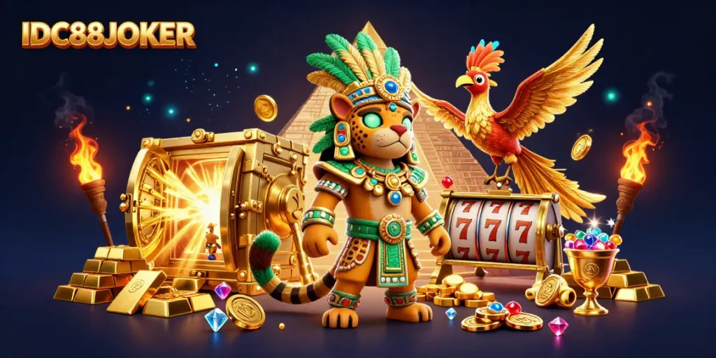 Engage with IDC88JOKER's vibrant world of slots featuring Mayan themes and treasure.