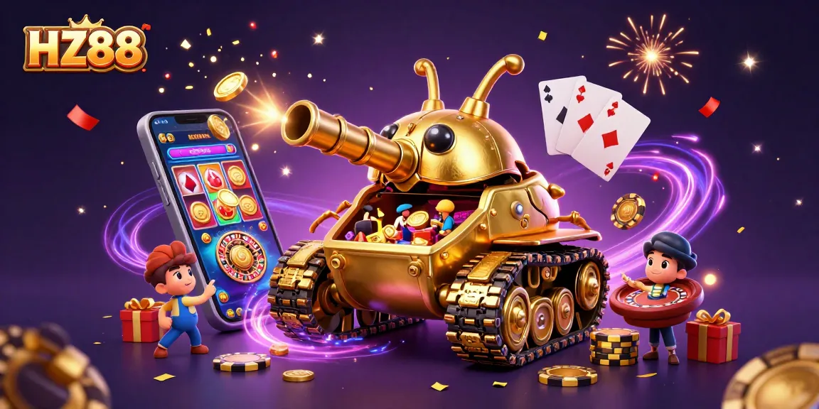 Experience thrilling gameplay at HZ88 with vibrant 3D casino elements and celebratory visuals.