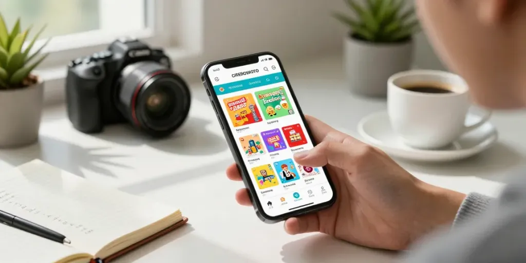 Pengguna aplikasi CIREBONTOTO menggunakan smartphone untuk bermain togel online, dengan variasi pasaran togel internasional.