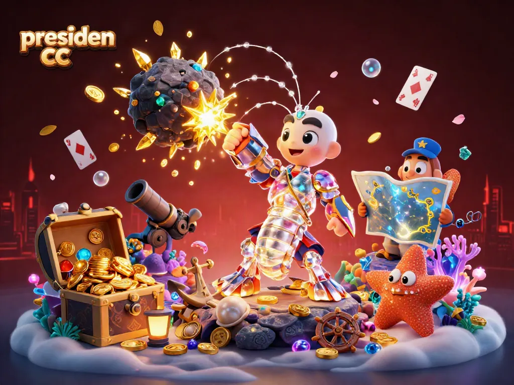 Engage with presiden cc in this vibrant 3D illustration showcasing explosive casino gaming excitement.