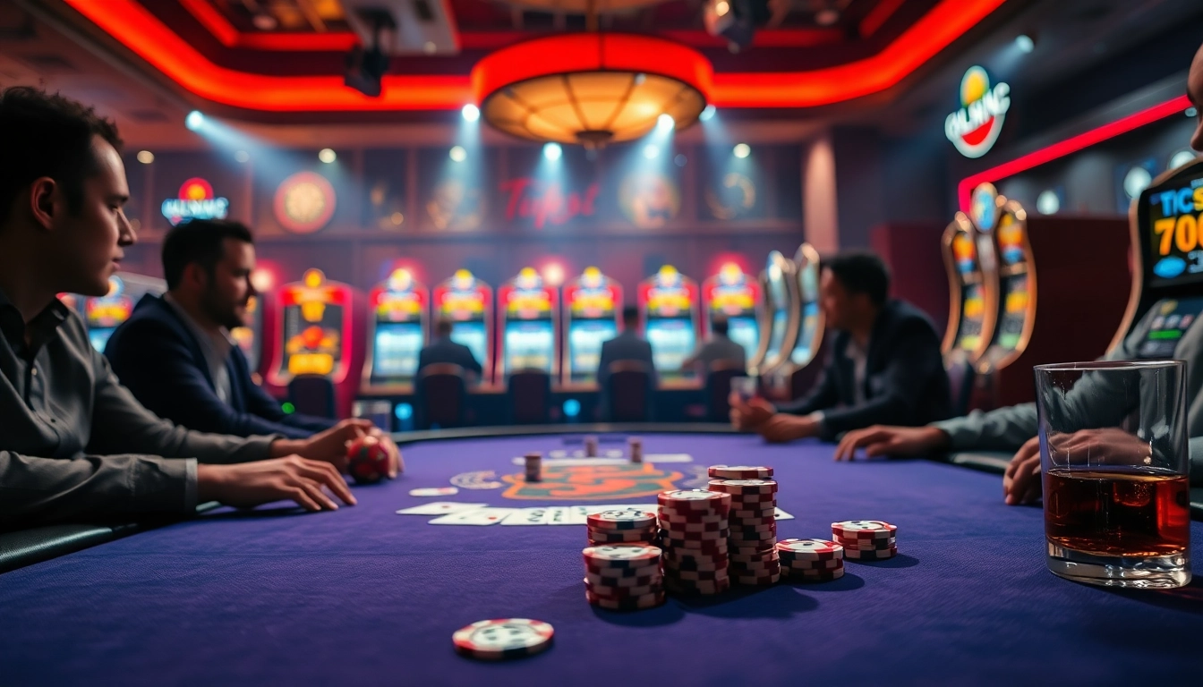 Permainan casino oja89 dengan pemain yang serius di meja poker, penuh semangat dan kegembiraan.