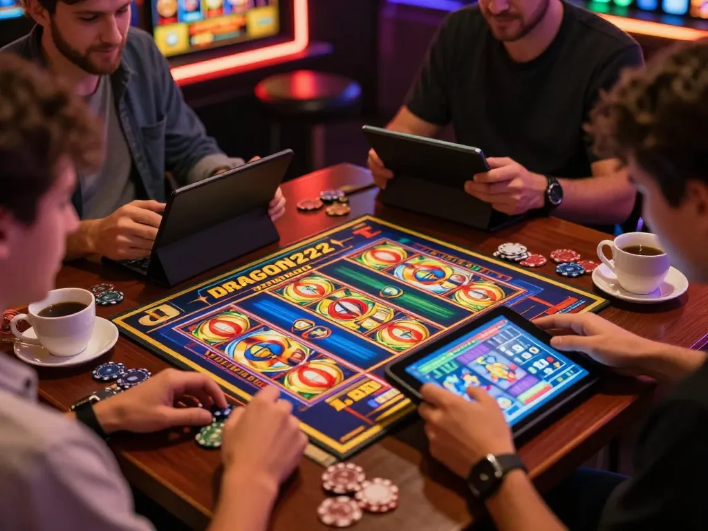 Players enjoying fast-paced slot action on DRAGON222's mobile platform in a cozy setting.