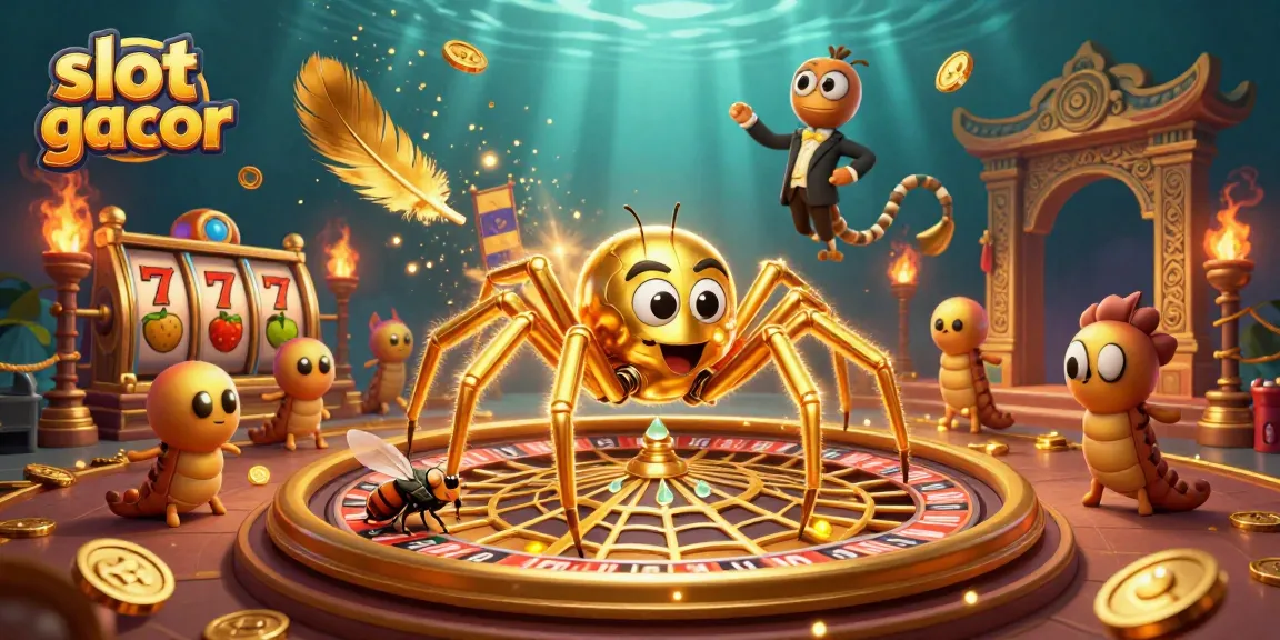 Engage in slot gacor with a golden web roulette, where a spider spins the game and a fly bets nervously.