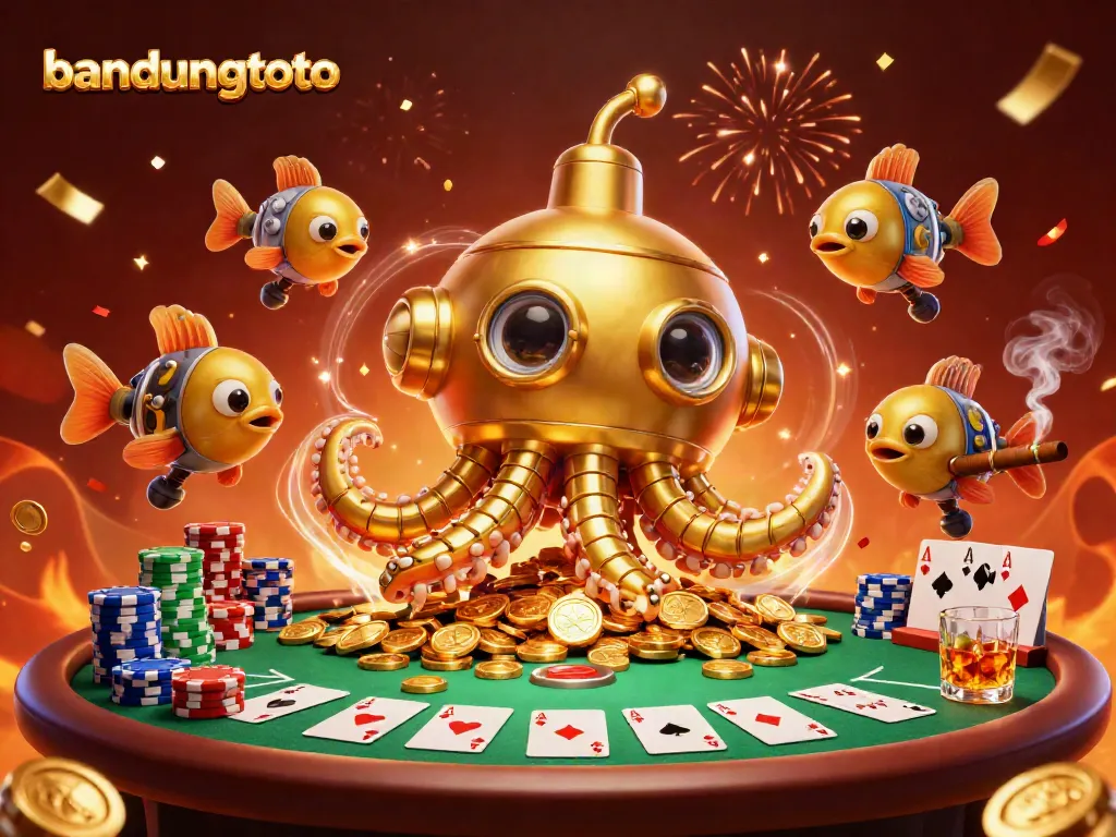 Experience thrilling gameplay with the bandungtoto kraken submarine amidst poker excitement and golden coins.