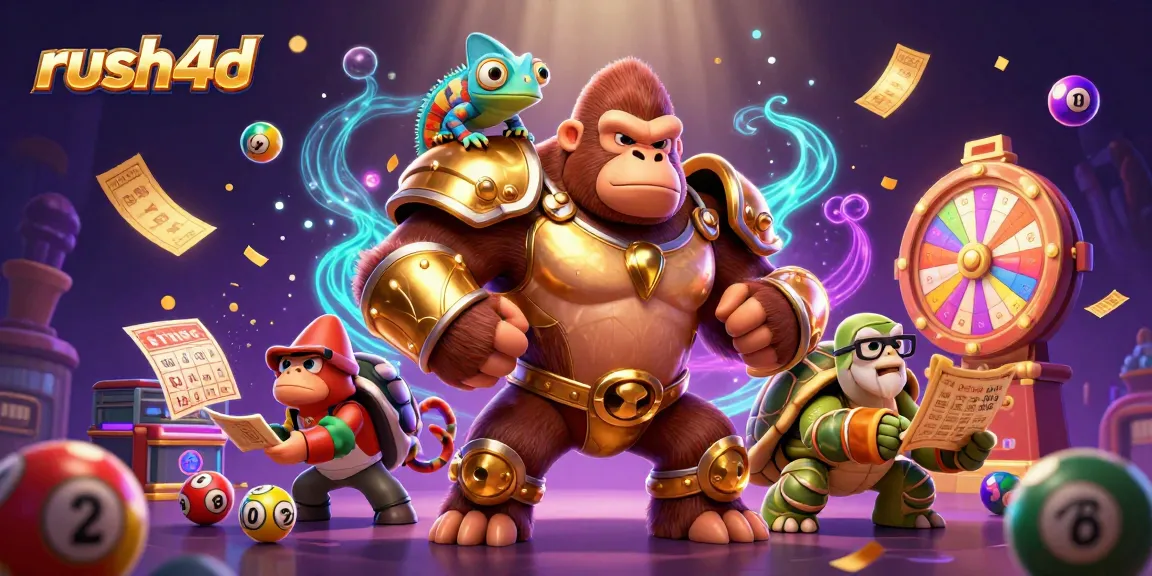 Permainan menang dengan rush4d di ilustrasi kasino yang energik dan penuh warna
