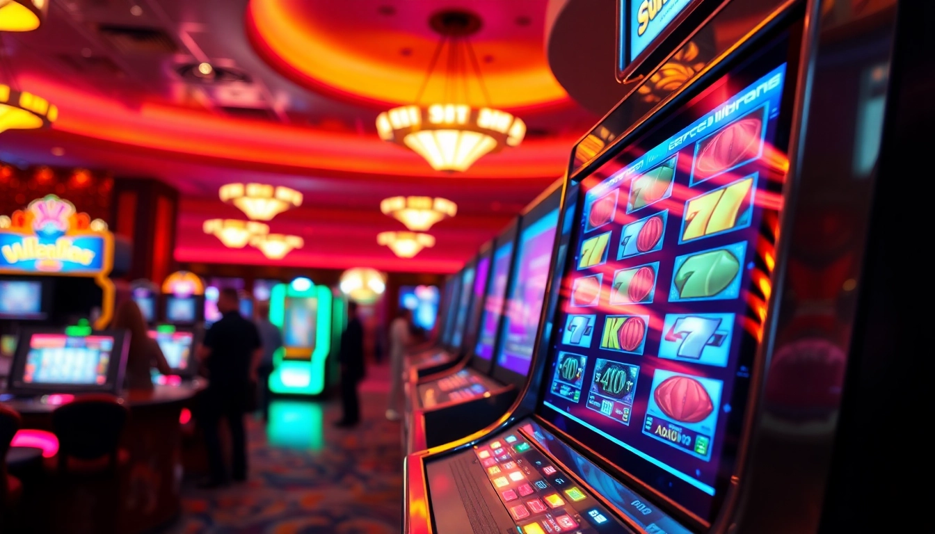 Menangkan jackpot di mesin slot kutu4d dengan suasana kasino yang ramai.