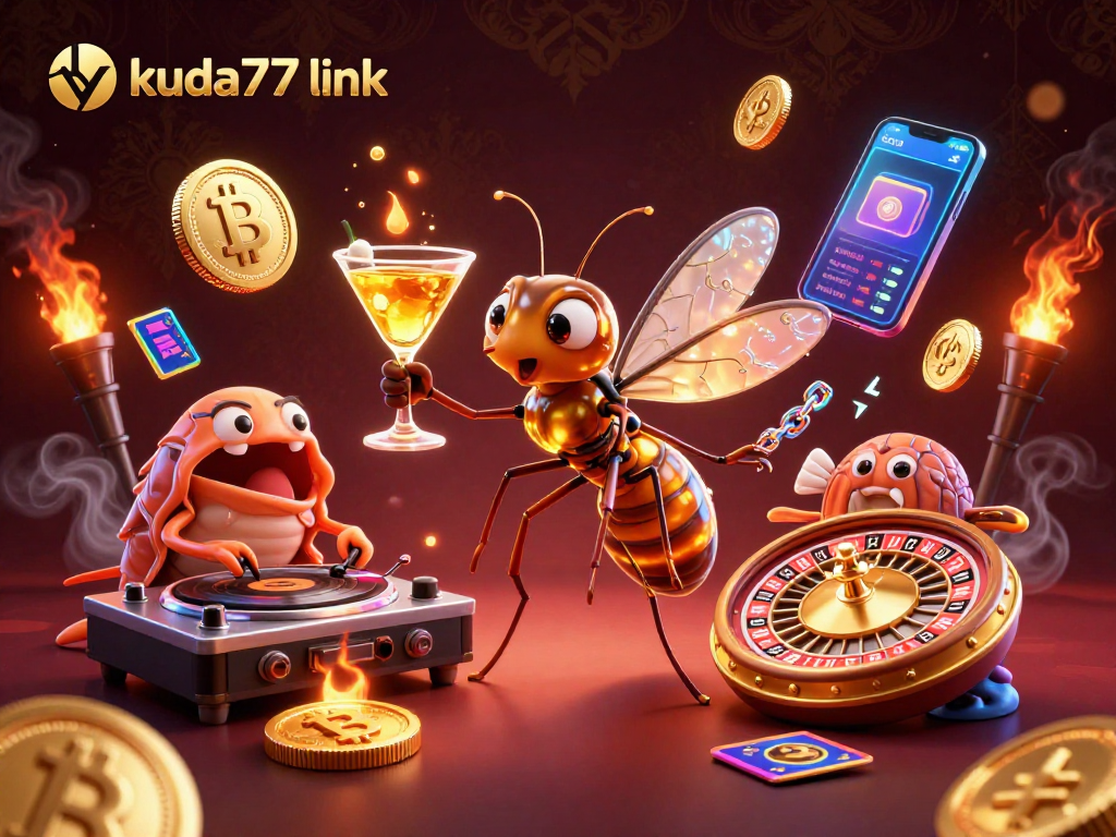 Mengakses kuda77 link sambil menikmati kemenangan di kasino digital dengan simbol hadiah koin dan efek cahaya yang memukau.