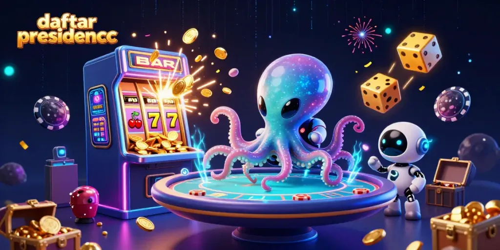 Engage with daftar presidencc's thrilling casino experience featuring vibrant poker and slot elements.
