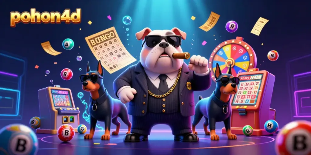 Join the fun at pohon4d with a vibrant lottery scene featuring animated game elements.