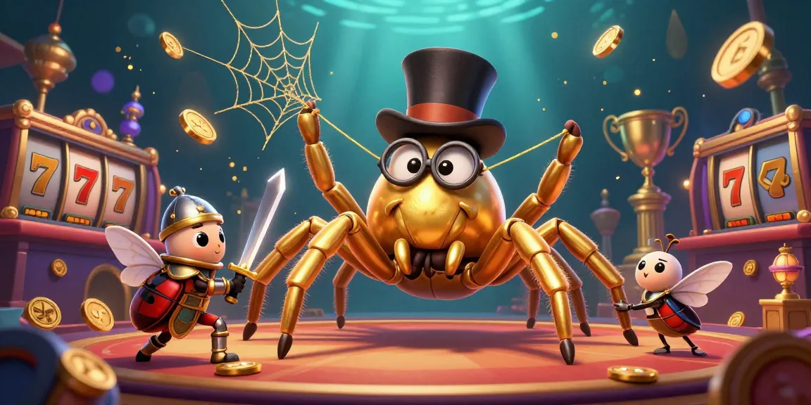 Engage with pakde4d's exciting slot games with a colorful illustration of a golden tarantula and beetle knight.