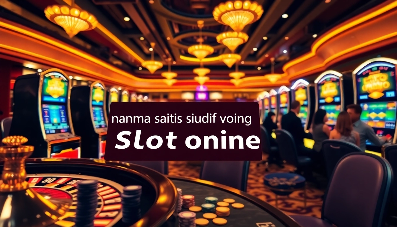 Engaging scene of players enjoying slots at a casino with a focus on nama situs judi slot online for immersive gaming experience.