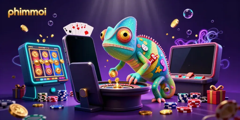 Experience phimmoi's vibrant casino world with stunning 3D imagery of games and excitement.