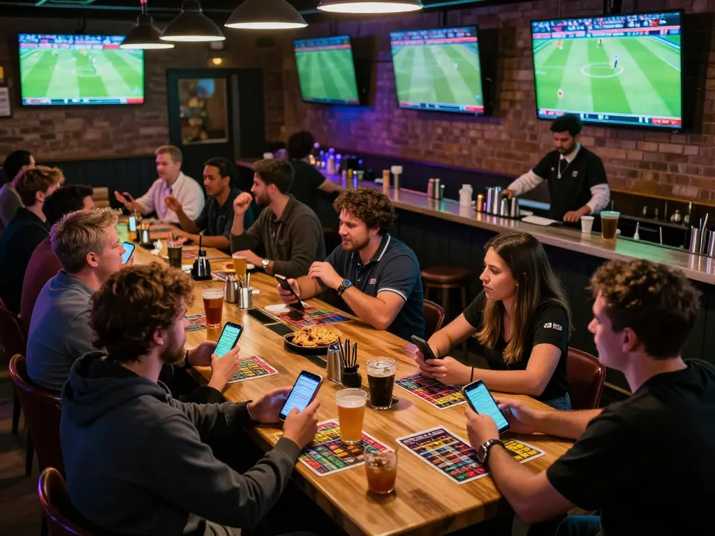 BONGDALU sports enthusiasts placing bets in a lively atmosphere filled with excitement.