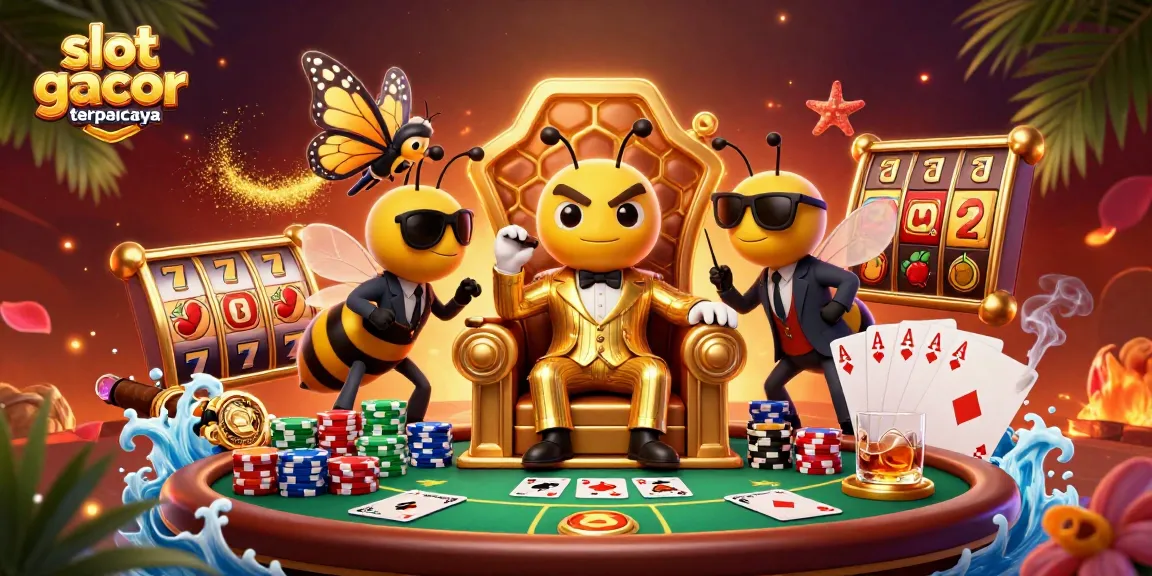 Memenangkan slot gacor terpercaya dengan karakter kasino dalam ilustrasi 3D penuh warna.