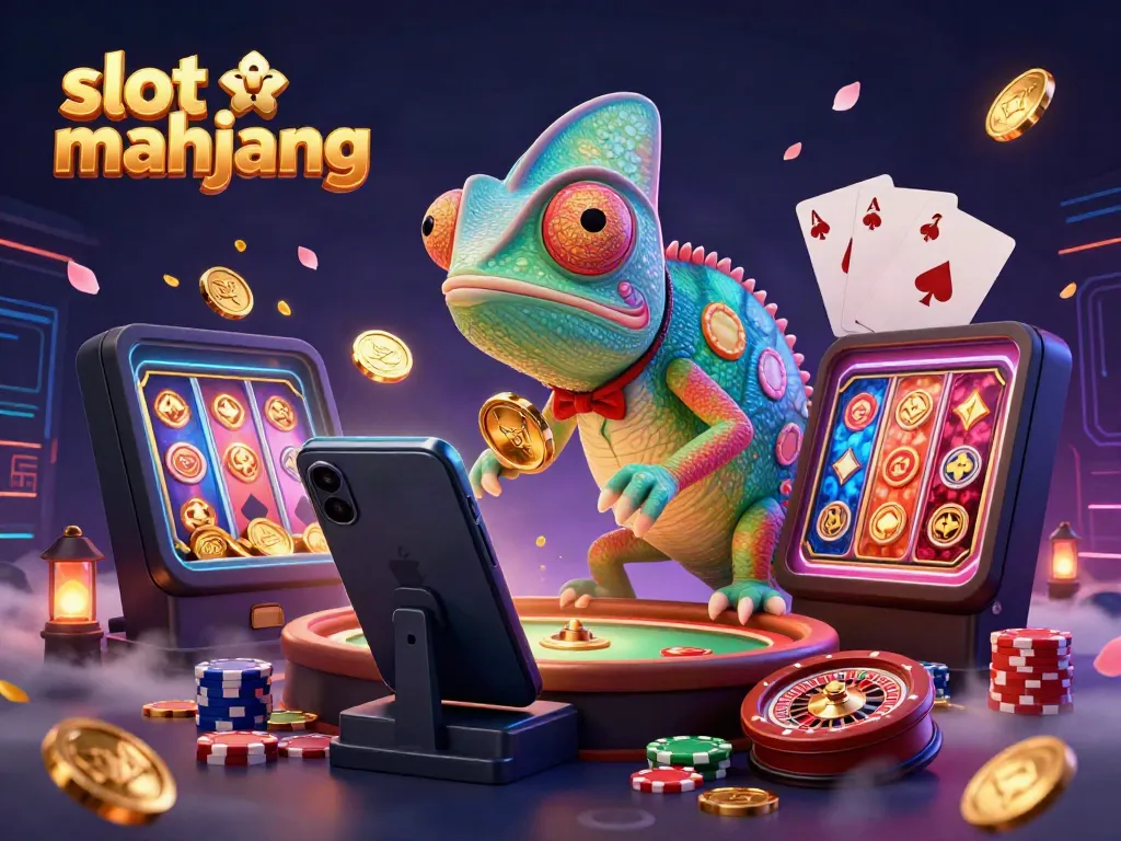Menangkan bonus slot mahjong dengan chameleon kasino yang unik mengawasi permainan.