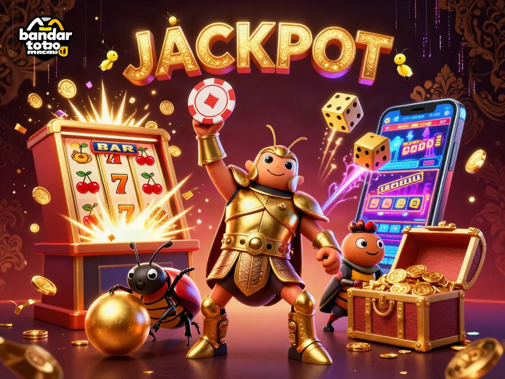 Menangkan bandar toto macau dengan ilustrasi menarik dari jackpot yang melimpah dan simbol kasino.