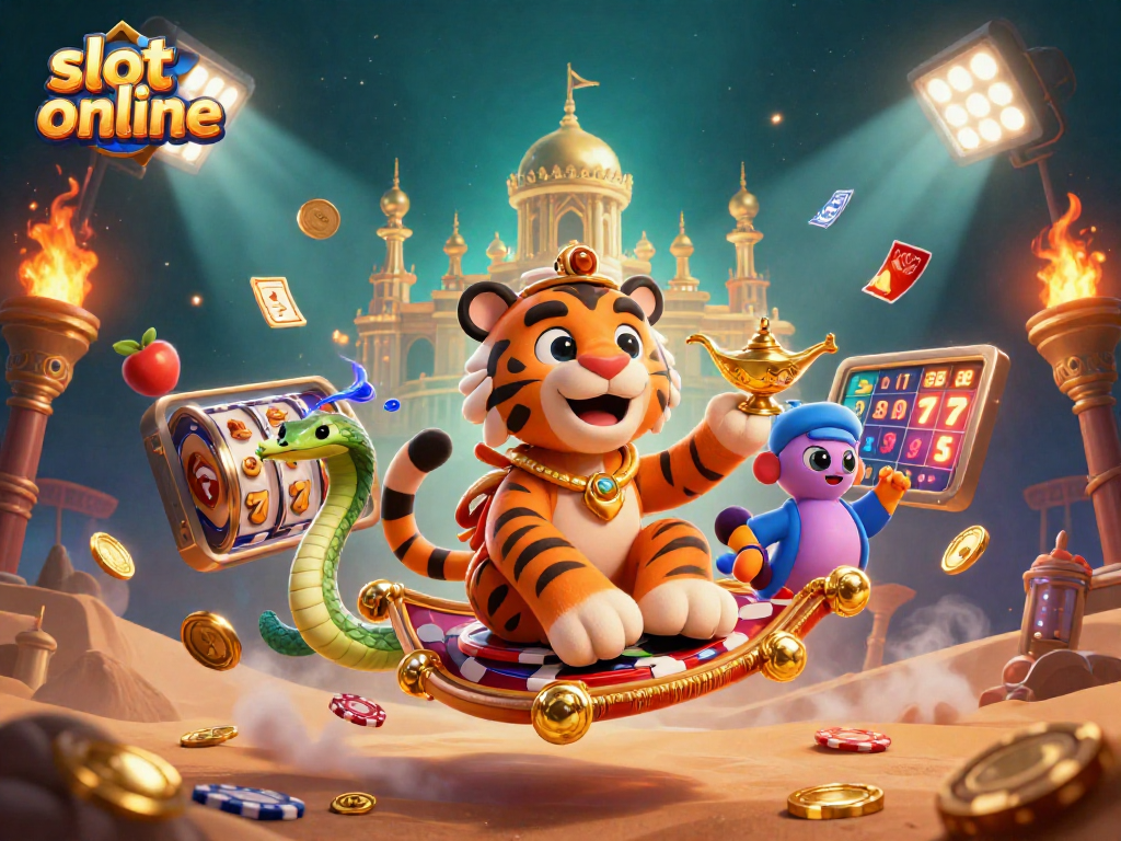 Raih kemenangan besar dengan slot online dan jackpot mengesankan dalam ilustrasi penuh warna ini.