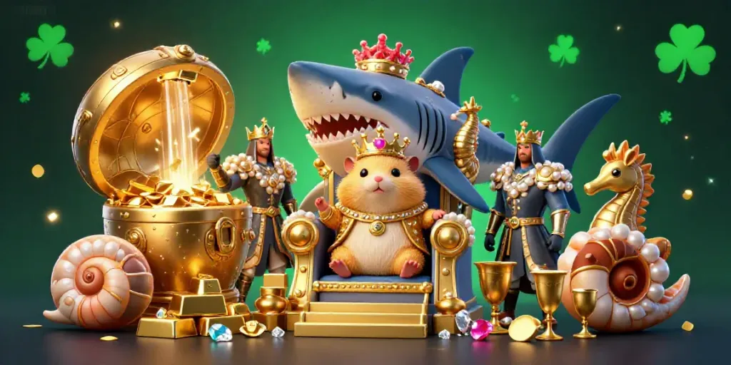 Experience the thrilling adventure of UU88 with a golden hamster king and treasure-filled scene.