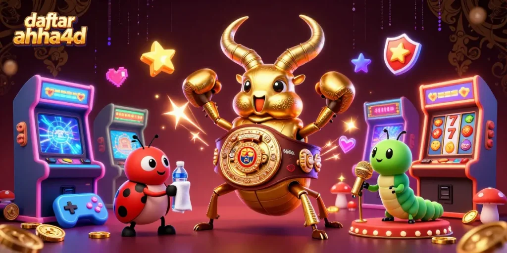 Permainan slots interaktif dengan daftar ahha4d menampilkan karakter unik menyerupai kejuaraan pada panggung.
