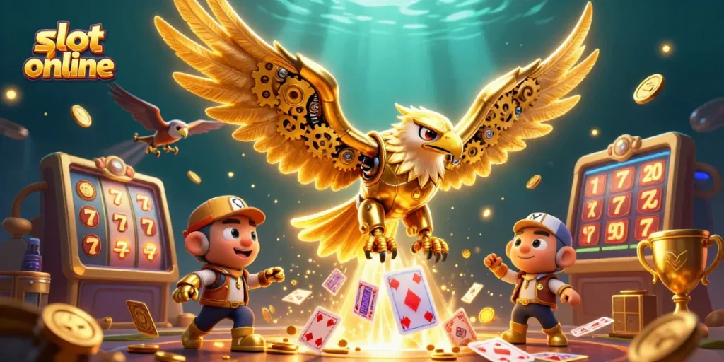 Experience thrilling slot online gameplay with dynamic characters and vibrant elements in this engaging scene.