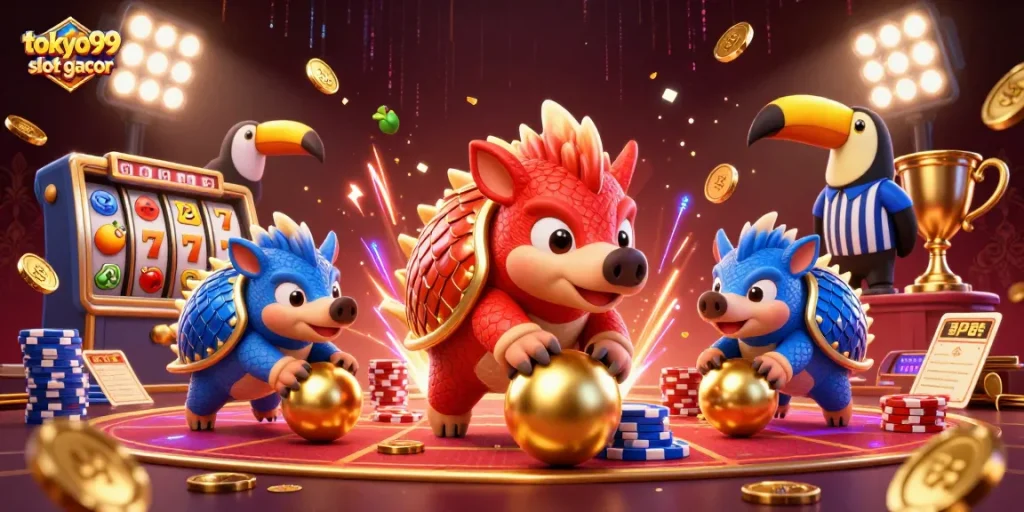 Menangkan banyak hadiah di tokyo99 slot gacor dengan desain kartun 3D pangolins yang spesial.