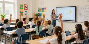 Students participating in a vibrant classroom focusing on link slots in educational content.