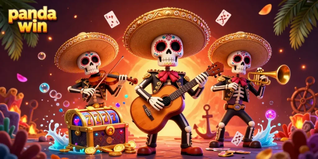 Panda win celebrates big wins with vibrant 3D characters and casino elements in an exciting slot game scene.