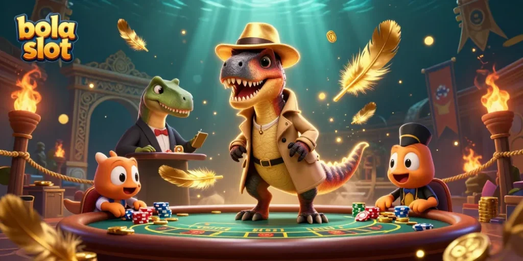Experience the thrilling bola slot action with dynamic 3D cartoon characters at the casino tables.